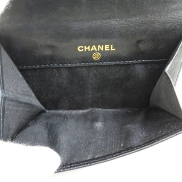 CHANEL Bifold Wallet Coco Mark Leather Black Ladies - Picture 4 of 5